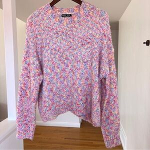 SHEIN Pink and Blue Crew Neck Sweater with Chunky Knit​